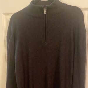 Hawker Rye Cotton/Cashmere Sweater Mens Long Sleeve Mock 1/4 Zip XL Dark Gray